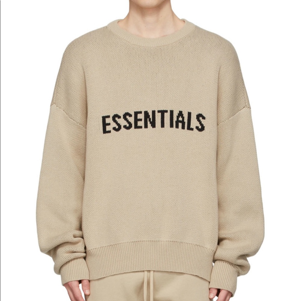 Essentials Beige Knit Pullover - Size Small